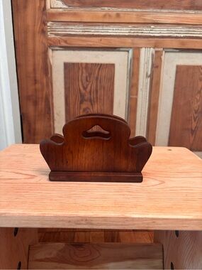 Vintage Wooden Napkin Letter Holder - Warm Brown